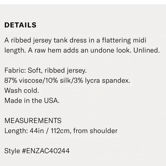 Enza Costa Black Ribbed Tank Midi Dress - Picture 3 of 5